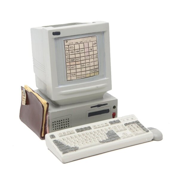 Vintage FIGI Ceramic Pen Pencil Business Card Holder Computer Mouse Office Desk - Picture 2 of 6